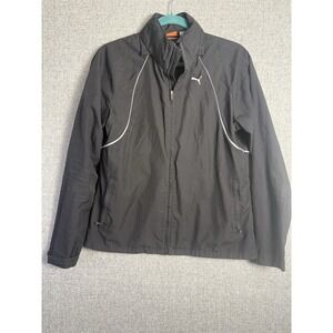 PUMA Black Lightweight Women's Windbreaker Jacket Hooded Size L
